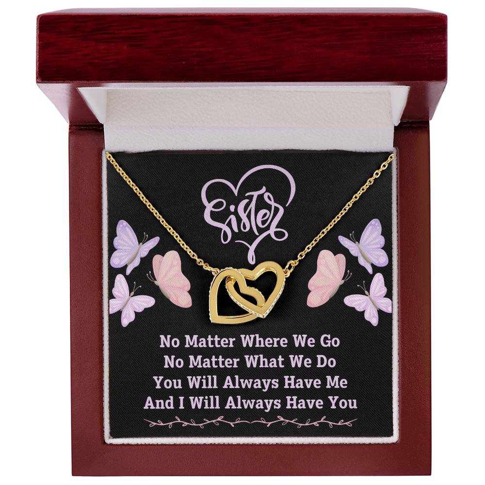 Jewelry 18K Yellow Gold Finish / Luxury Box To My Sister, You Will Always Have Me, And I Will Always Have You - Interlocking Hearts Necklace GiftsByJeff Gifts By Jeff Pittsburgh PA