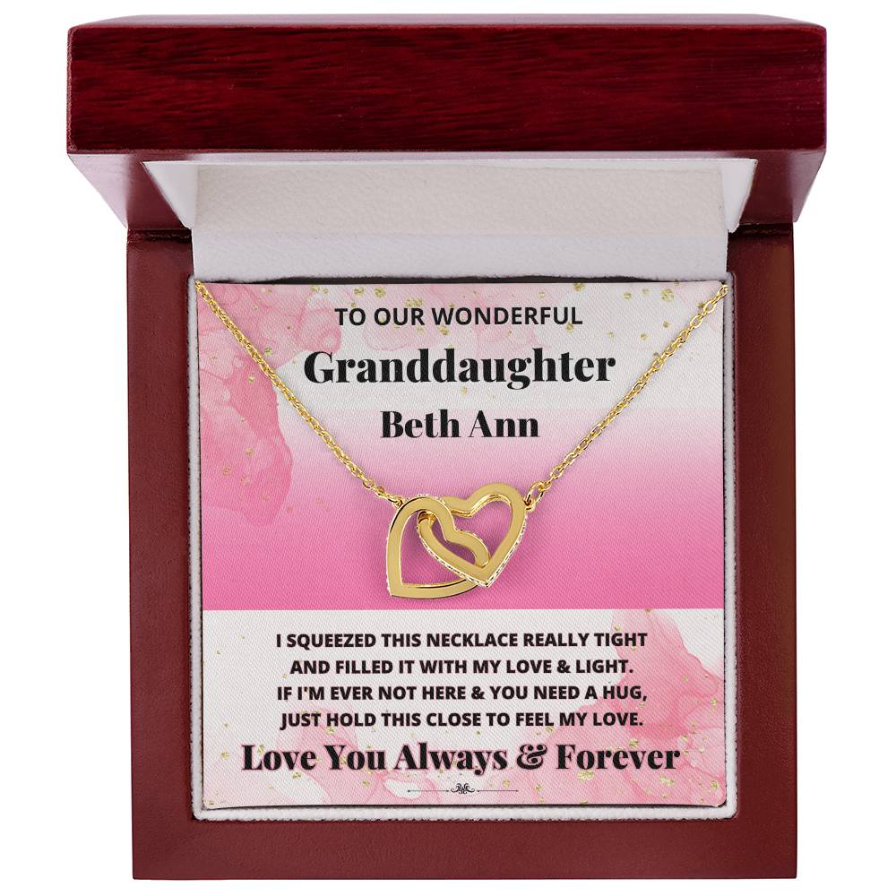 Jewelry 18K Yellow Gold Finish / Luxury Box To Our Wonderful Granddaughter (Personalized) - If I'm Ever Not Here & You Need A Hug, Just Hold This Close To Feel My Love. - Name Necklace GiftsByJeff Gifts By Jeff Pittsburgh PA