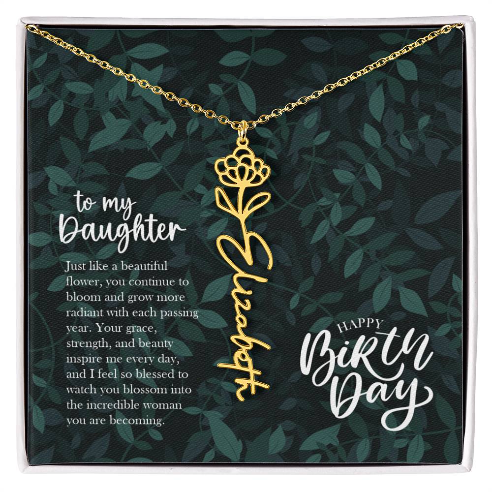 Jewelry 18k Yellow Gold Finish / Standard Box / November To my Daughter - Just like a beautiful flower, you continue to bloom.. Happy Birthday Birth Flower Custom Name Necklace GiftsByJeff Gifts By Jeff Pittsburgh PA