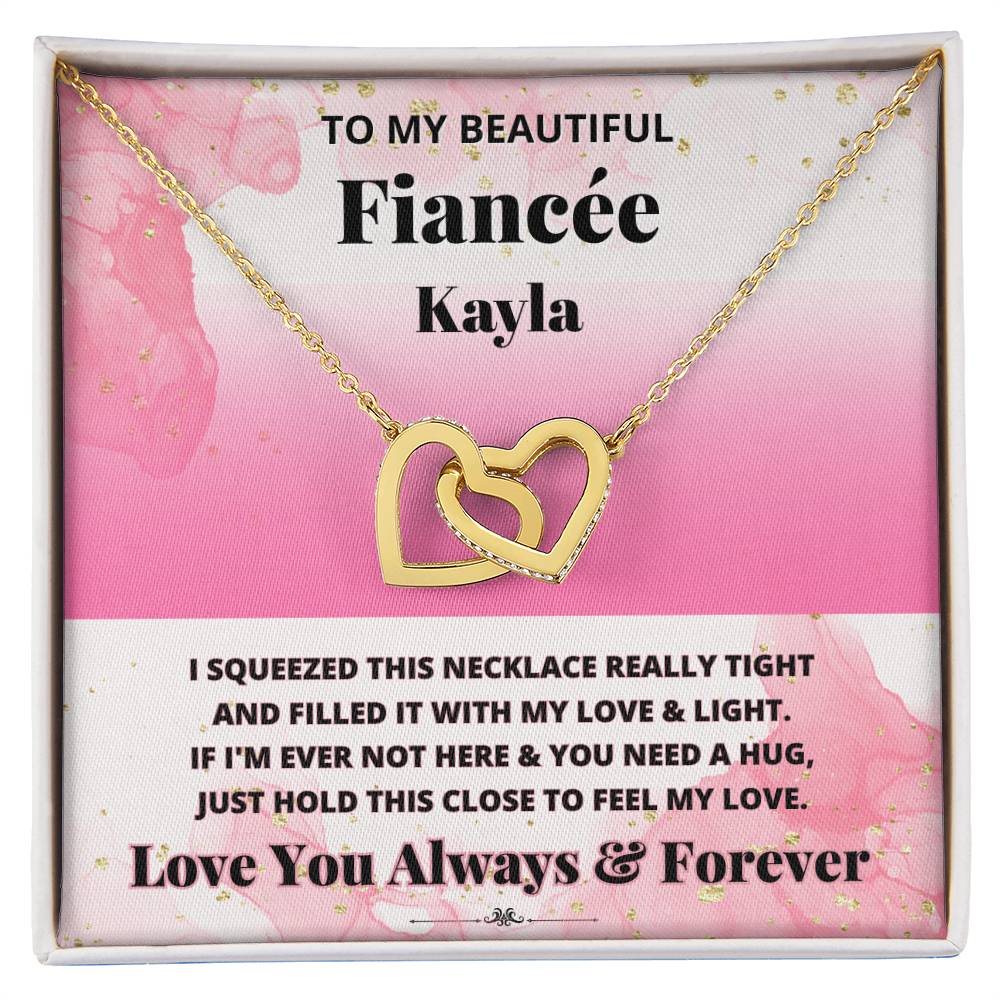 Jewelry 18K Yellow Gold Finish / Standard Box To Beautiful Fiancée (Personalized)  -If I'm Ever Not Here & You Need A Hug, - Personalized Interlocking Hearts necklace GiftsByJeff Gifts By Jeff Pittsburgh PA