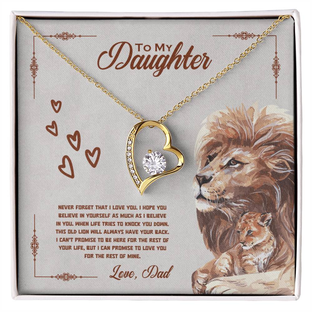 Jewelry 18k Yellow Gold Finish / Standard Box To My Daughter, Love Dad, Never Forget That I Love You - Dazzling Forever Love Necklace GiftsByJeff Gifts By Jeff Pittsburgh PA