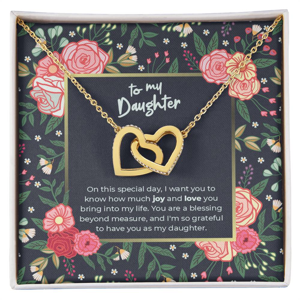 Jewelry 18K Yellow Gold Finish / Standard Box To My Daughter - You are a blessing beyond measure - Interlocking Hearts Necklace GiftsByJeff Gifts By Jeff Pittsburgh PA