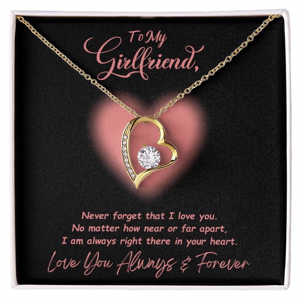 Jewelry 18k Yellow Gold Finish / Standard Box To My Girlfriend, I Am Always Right There In Your Heart - Dazzling Forever Love Necklace GiftsByJeff Gifts By Jeff Pittsburgh PA