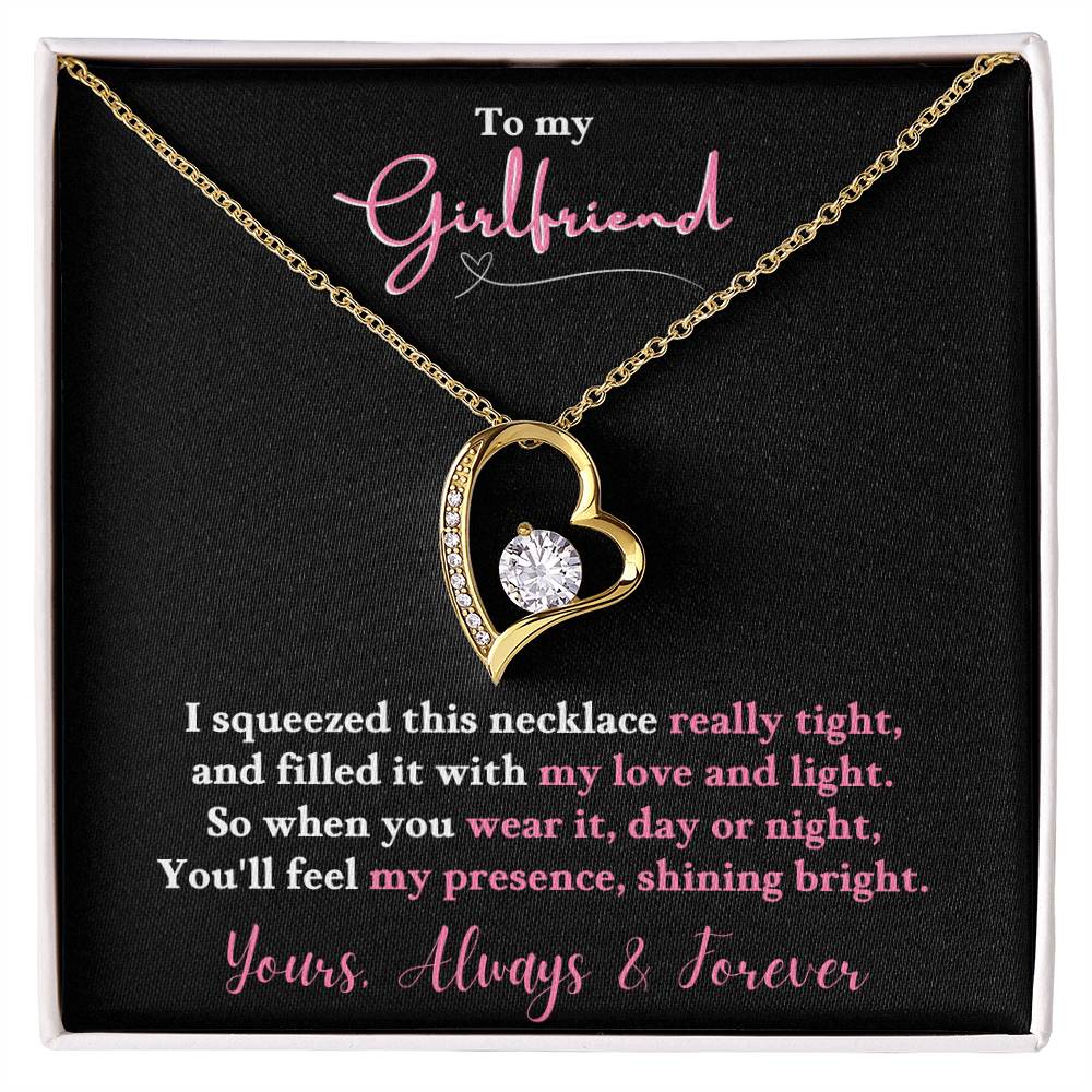 Jewelry 18k Yellow Gold Finish / Standard Box To My Girlfriend - ISo when you wear it, day or night, You'll feel my presence, shining bright. - Forever Love Necklace GiftsByJeff Gifts By Jeff Pittsburgh PA