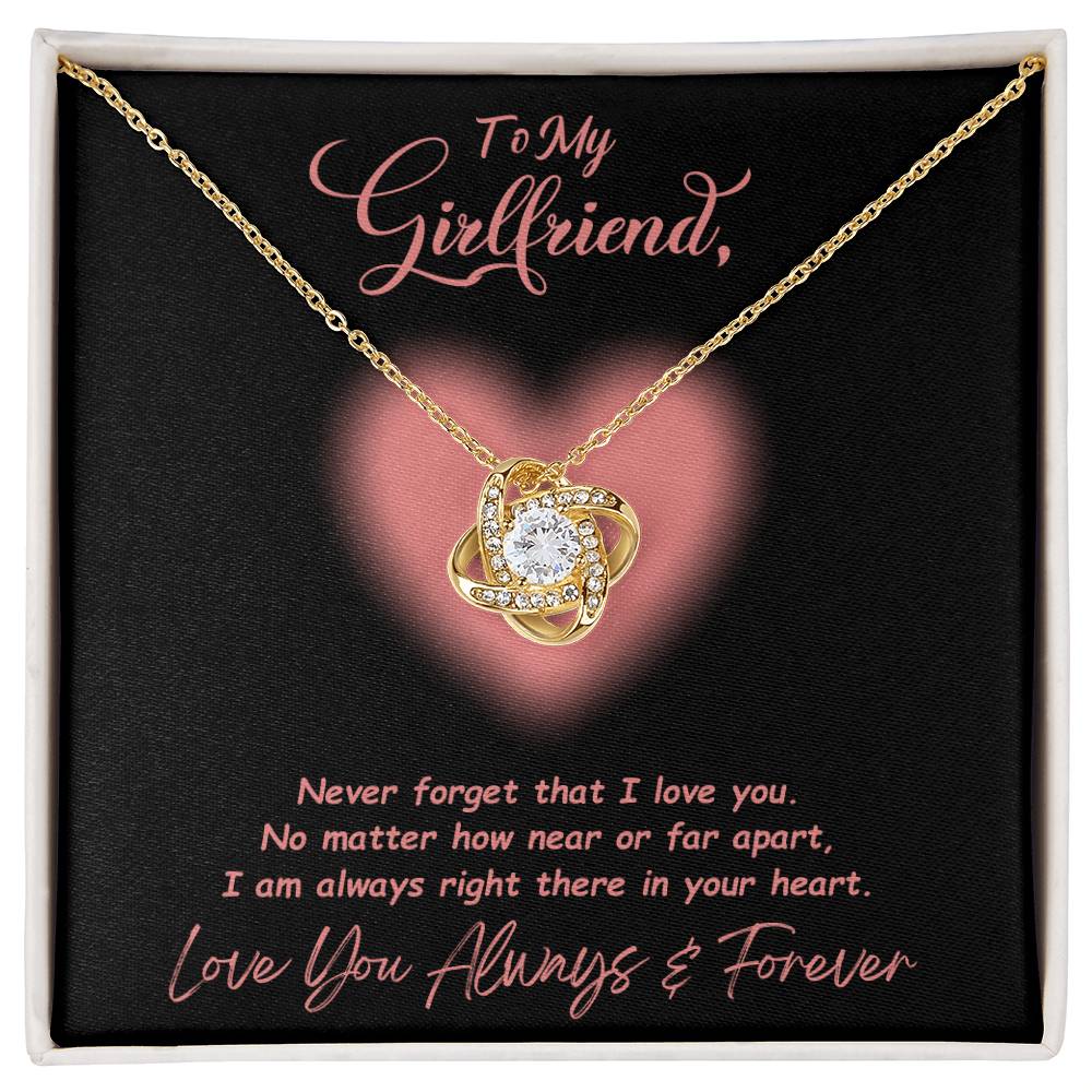 Jewelry 18K Yellow Gold Finish / Standard Box To My Girlfriend, Never Forget That I Love You - Beautiful Love Knot Necklace GiftsByJeff Gifts By Jeff Pittsburgh PA