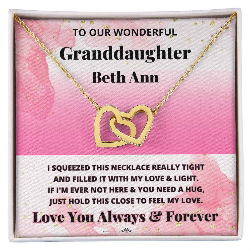 Jewelry 18K Yellow Gold Finish / Standard Box To Our Wonderful Granddaughter (Personalized) - If I'm Ever Not Here & You Need A Hug, Just Hold This Close To Feel My Love. - Name Necklace GiftsByJeff Gifts By Jeff Pittsburgh PA