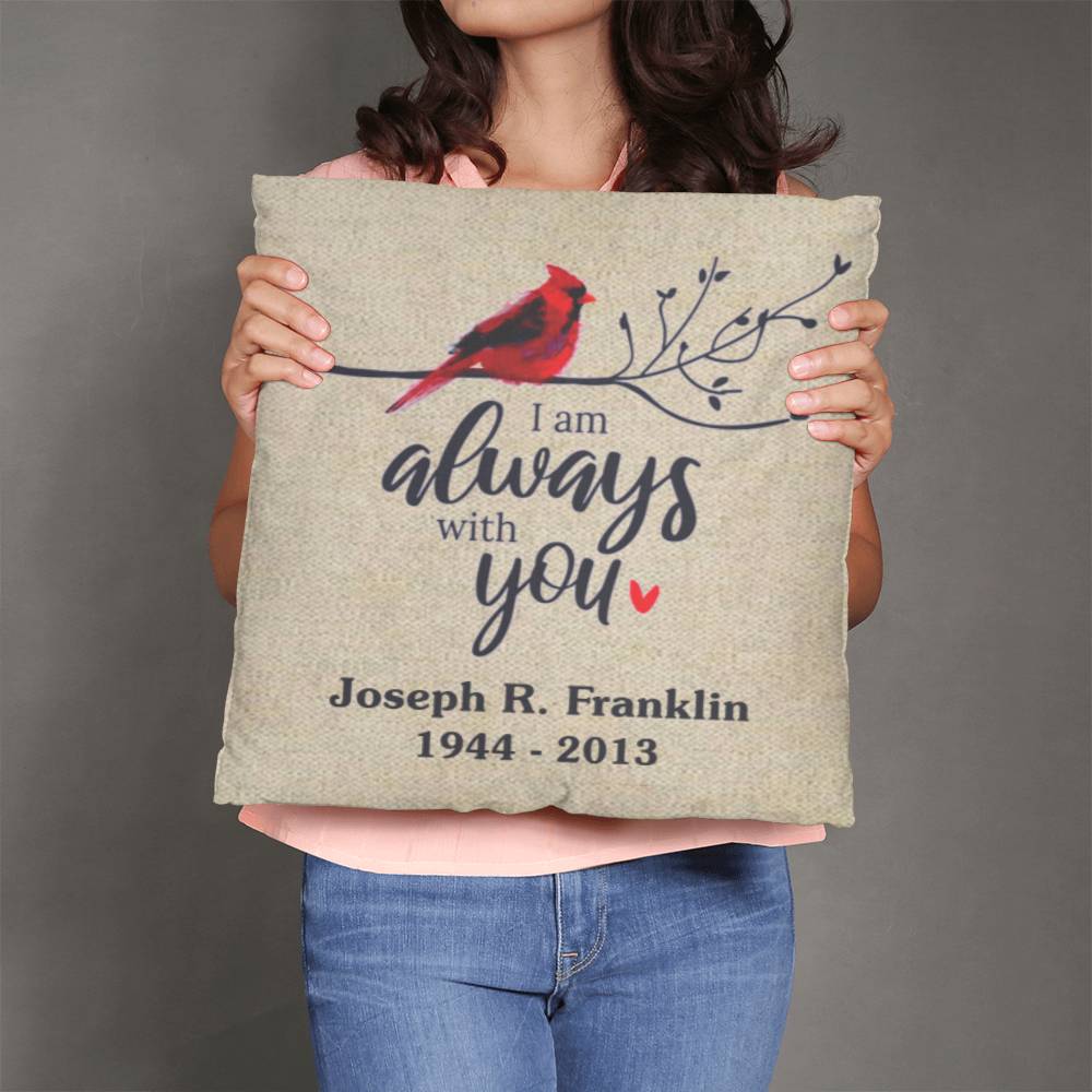 Jewelry 20" x 20" Personalized Cardinal, I Will Always Be With You - Classic Throw Pillow GiftsByJeff Gifts By Jeff Pittsburgh PA