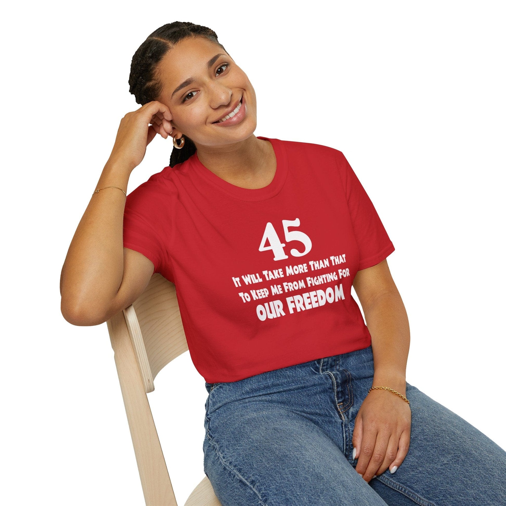 T-Shirt 45 For OUR FREEDOM - Front & Back Design -Unisex Softstyle T-Shirt GiftsByJeff Gifts By Jeff Pittsburgh PA