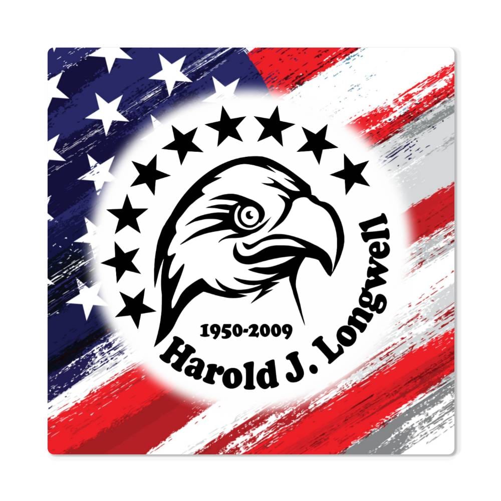 Jewelry 8" x 8" Personalized Patriotic Eagle & Stars Wall Memorial High Gloss Metal Print GiftsByJeff Gifts By Jeff Pittsburgh PA