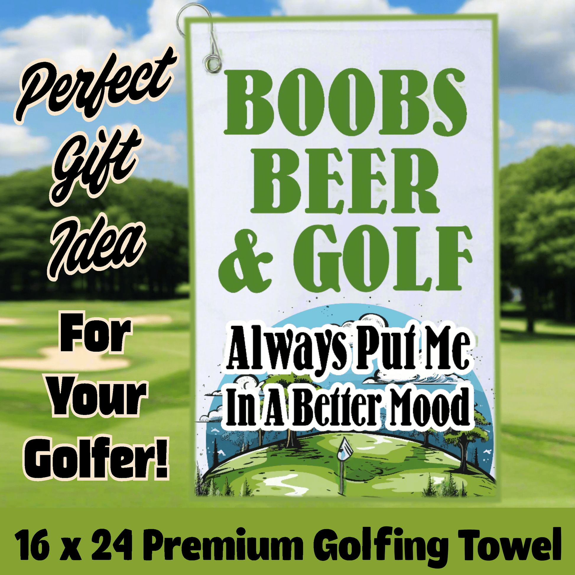 Home Decor 16'' × 24'' Beer Boobs & Golf, Premium Golf Towel Beer Boobs & Golf, Premium Golf Towel GiftsByJeff Gifts By Jeff Pittsburgh PA