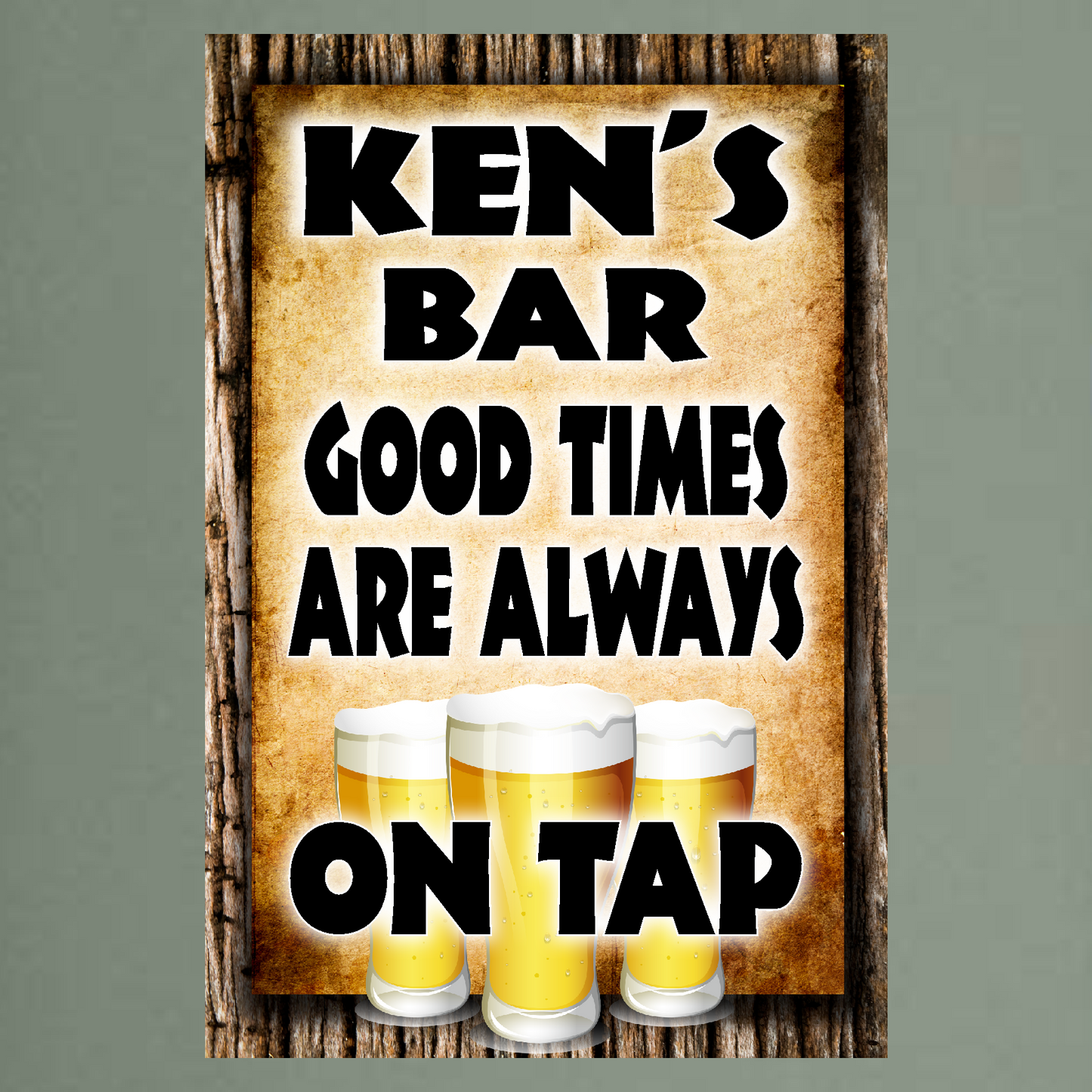 My Bar, Good Times Are Always On Tap (personalized)- 12" x 18" Vintage Metal Sign