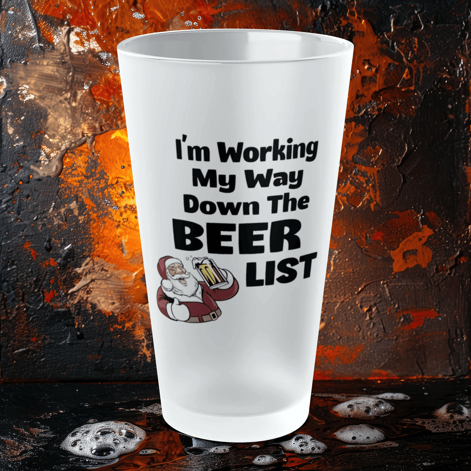 Mug 16oz / Frosted I'm Working My Way Down The Beer List - Santa - Pint Glass I'm Working My Way Down The Beer List - Santa - Pint Glass GiftsByJeff Gifts By Jeff Pittsburgh PA