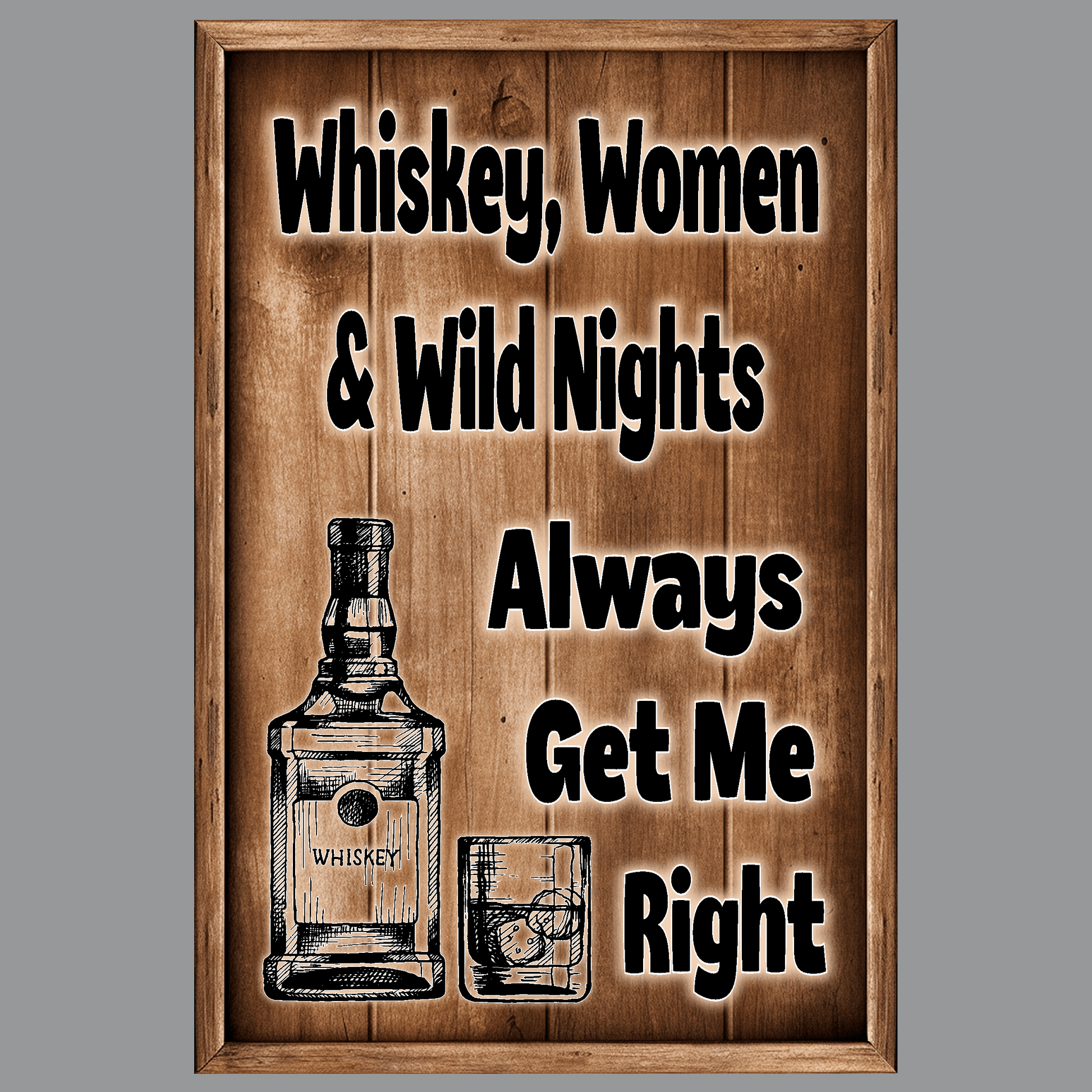 accessories Whiskey, Women & Wild Nights, Always Get Me Right - 12" x 18" Vintage Metal Sign Whiskey, Women & Wild Nights, Always Get Me Right - 12" x 18" Vintage Metal Sign GiftsByJeff Gifts By Jeff Pittsburgh PA