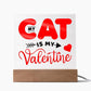 Jewelry Acrylic Square with LED Base My Cat Is My Valentine ~ Acrylic Square Plaque GiftsByJeff Gifts By Jeff Pittsburgh PA