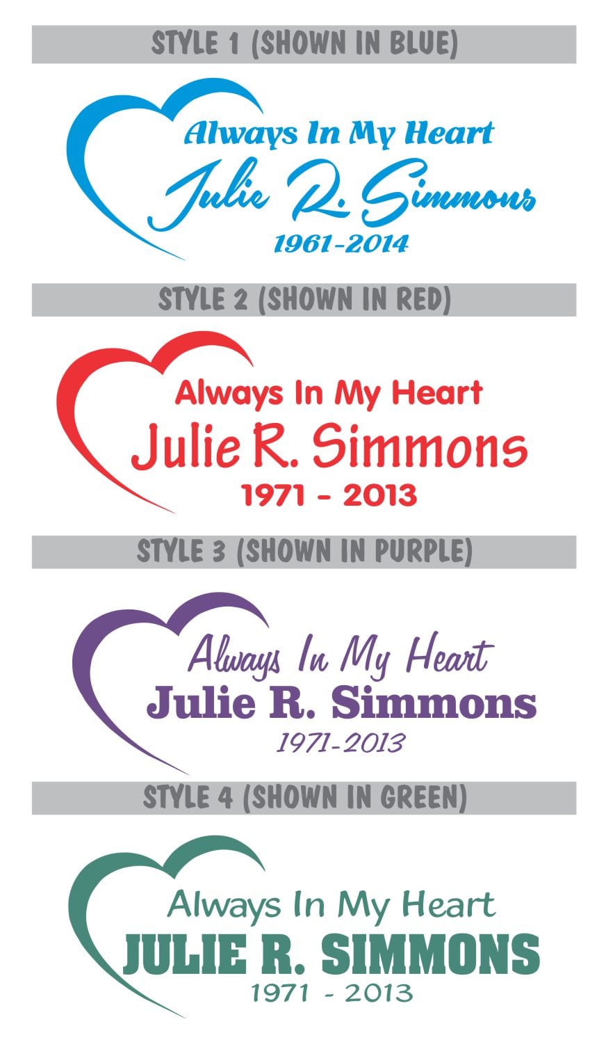 Car Decals Always In My Heart™ - Celebration Of Life Decal GiftsByJeff Gifts By Jeff Pittsburgh PA