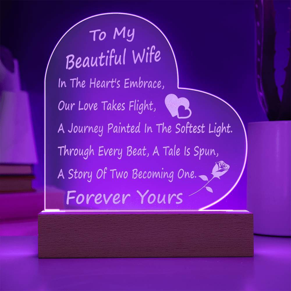 Jewelry Battery LED Base In The Heart's Embrace ~ Engraved Acrylic Heart Plaque GiftsByJeff Gifts By Jeff Pittsburgh PA