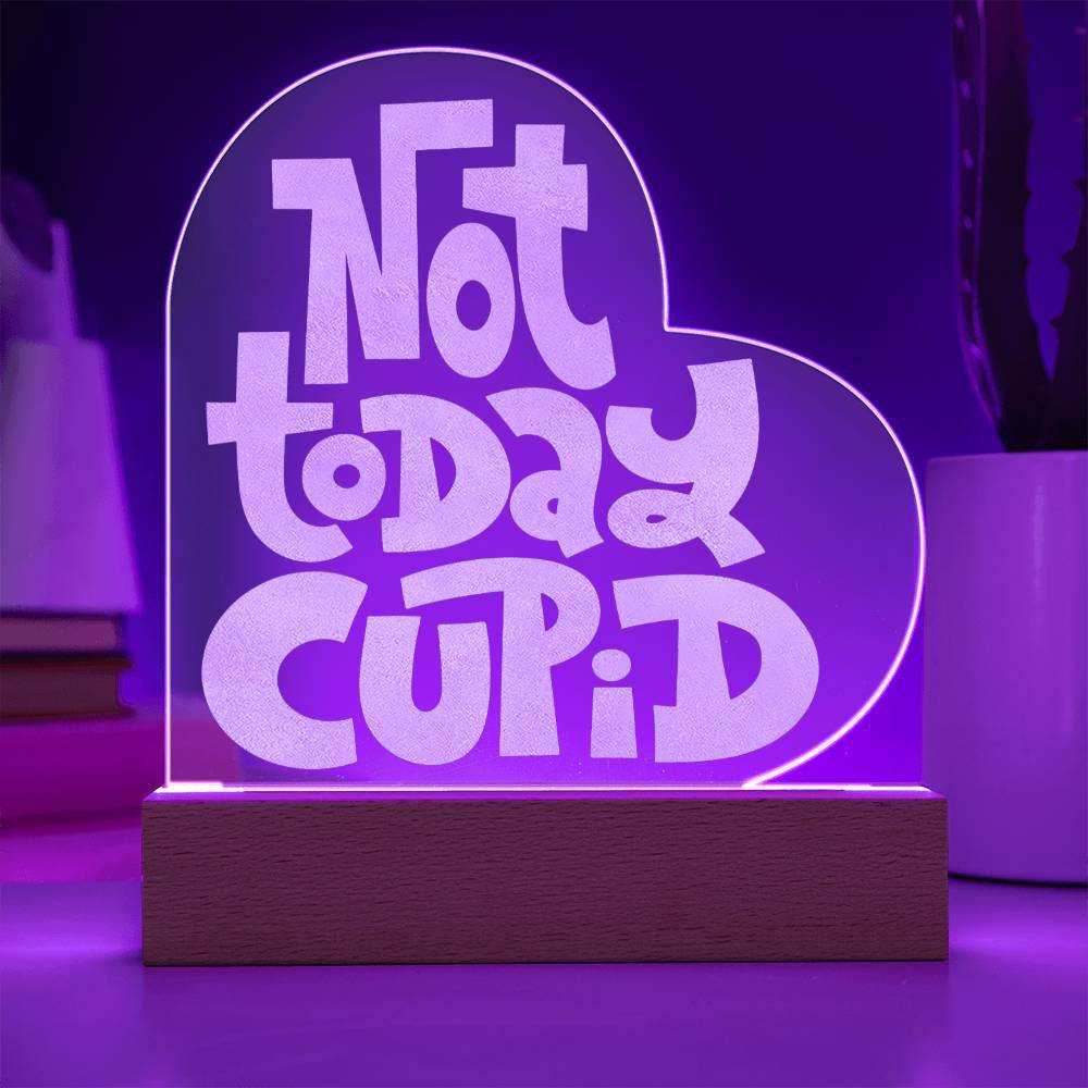 Jewelry Battery LED Base Not Today Cupid ~ Anti Valentine's Engraved Acrylic Heart Plaque GiftsByJeff Gifts By Jeff Pittsburgh PA