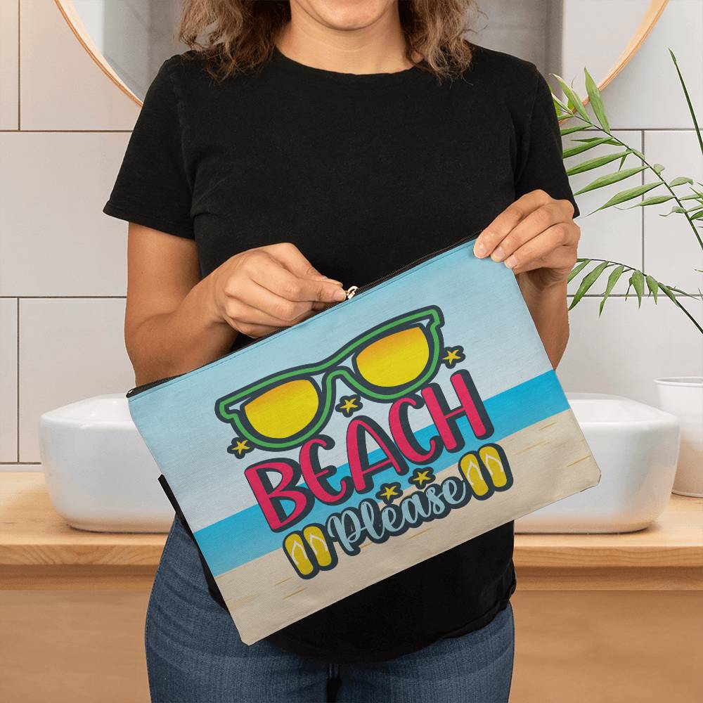 Jewelry Beach Vibes - Beach Please! - Large Fabric Zippered Pouch GiftsByJeff Gifts By Jeff Pittsburgh PA