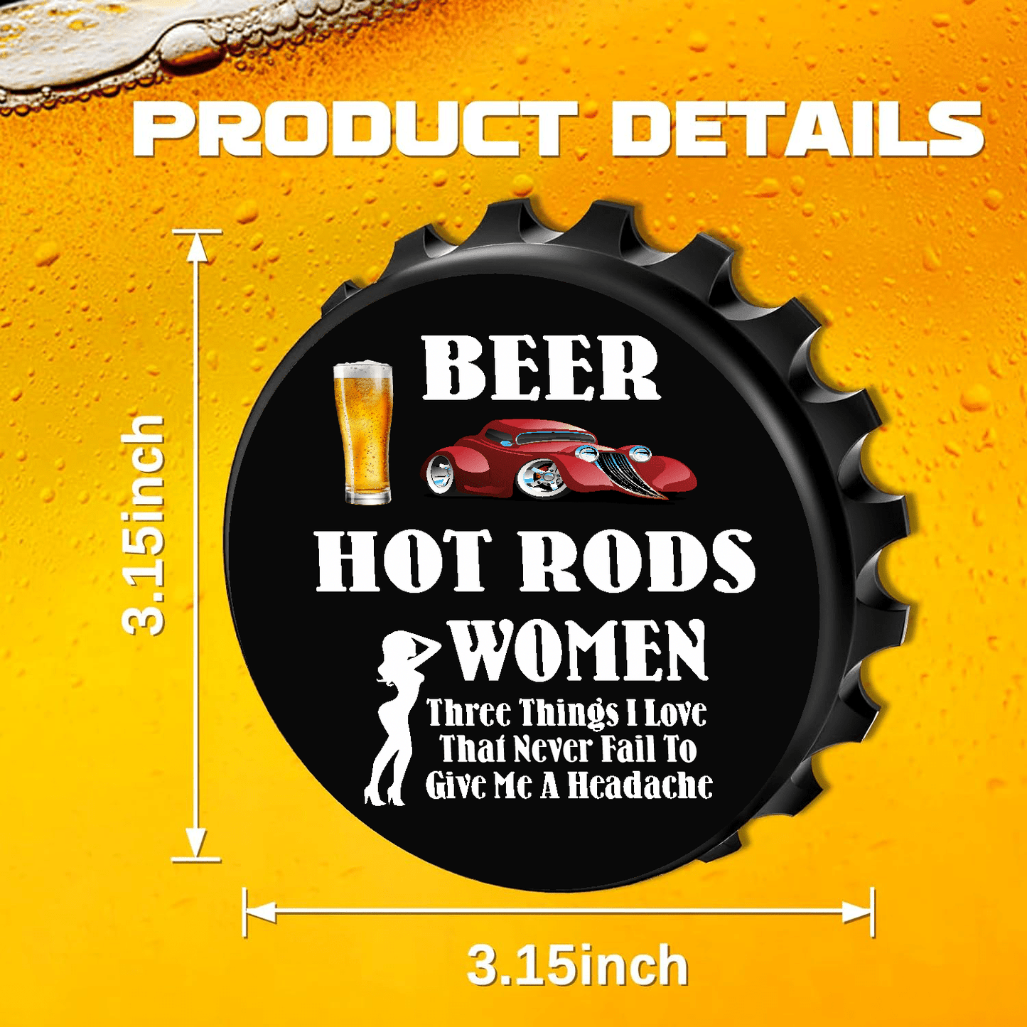 accessories Beer, Hot Rods, Women. Three Things I Love - 12" x 18" Vintage Metal Sign (Free Bottle Opener) GiftsByJeff Gifts By Jeff Pittsburgh PA