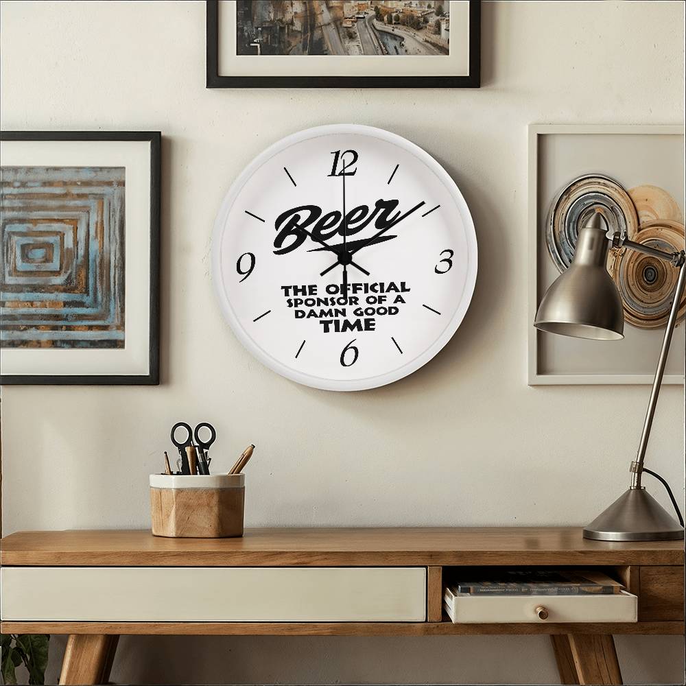 Jewelry BEER, The Official Sponsor Of A Damn Good Time - 10" Wood Framed Wall Clock GiftsByJeff Gifts By Jeff Pittsburgh PA