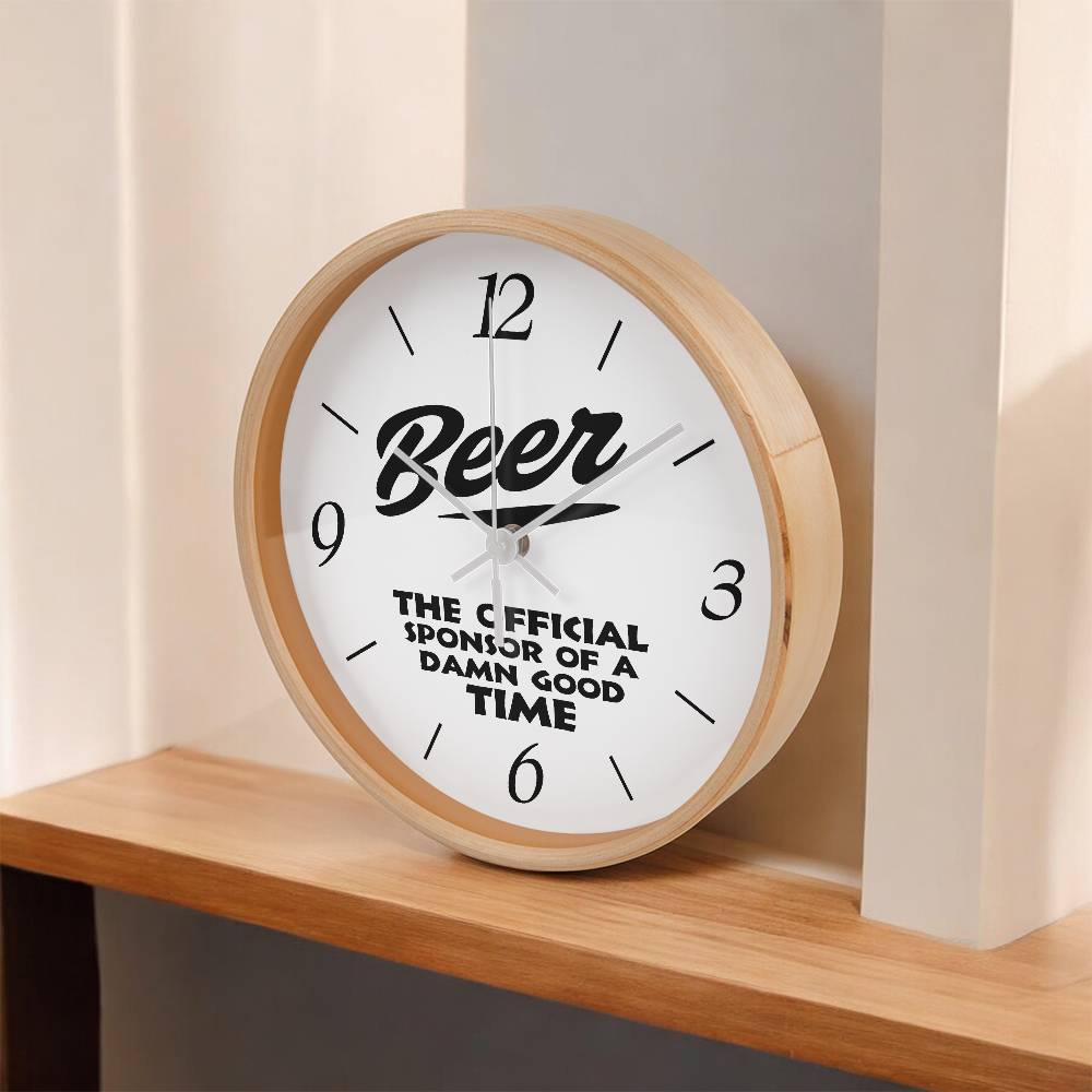 Jewelry BEER, The Official Sponsor Of A Damn Good Time - 10" Wood Framed Wall Clock GiftsByJeff Gifts By Jeff Pittsburgh PA