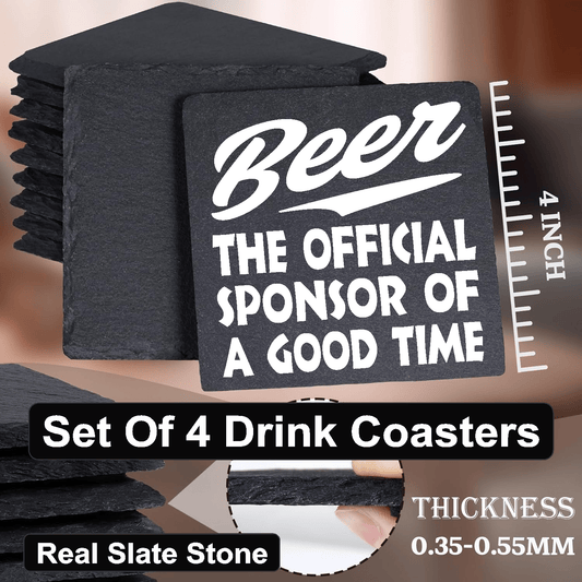 accessories BEER The Official Sponsor Of A Good Time - Set of 4 Black Slate Stone Coasters GiftsByJeff Gifts By Jeff Pittsburgh PA