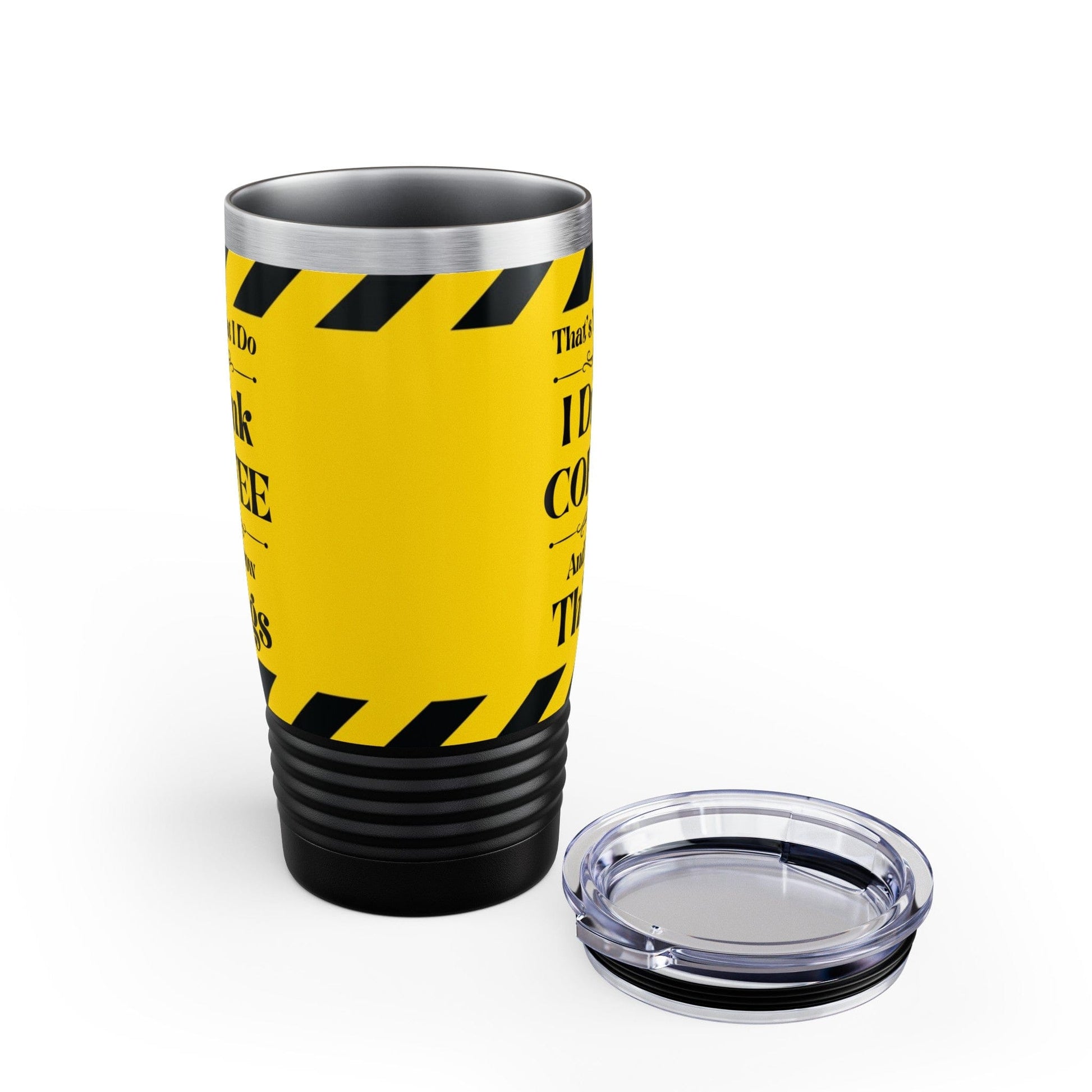 Mug Black / 20oz Caution, I Drink Coffee and I Know Things - Ringneck Tumbler, 20oz GiftsByJeff Gifts By Jeff Pittsburgh PA