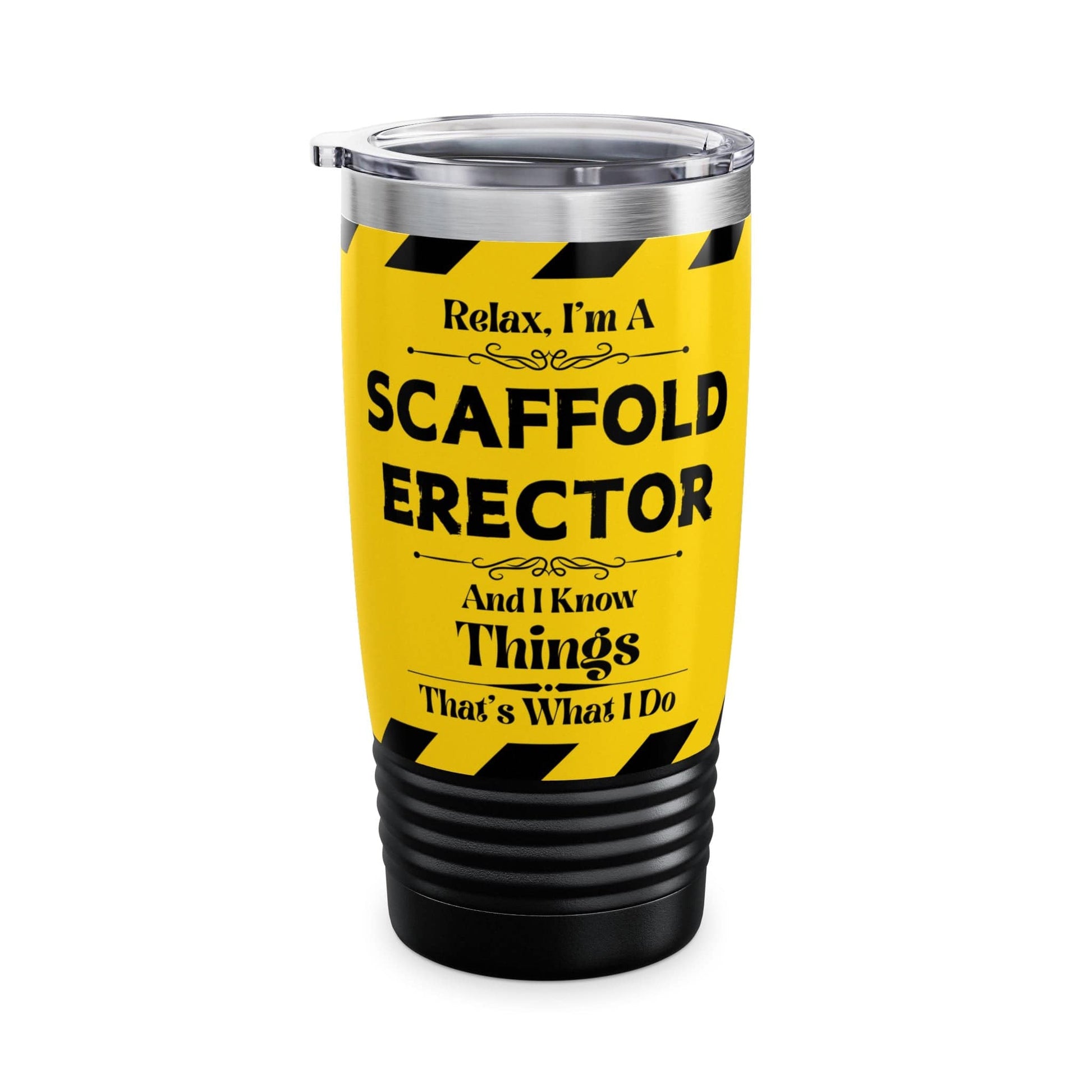 Mug Black / 20oz Relax, I'm A Scaffold Erector, And I Know Things - Ringneck Tumbler, 20oz GiftsByJeff Gifts By Jeff Pittsburgh PA