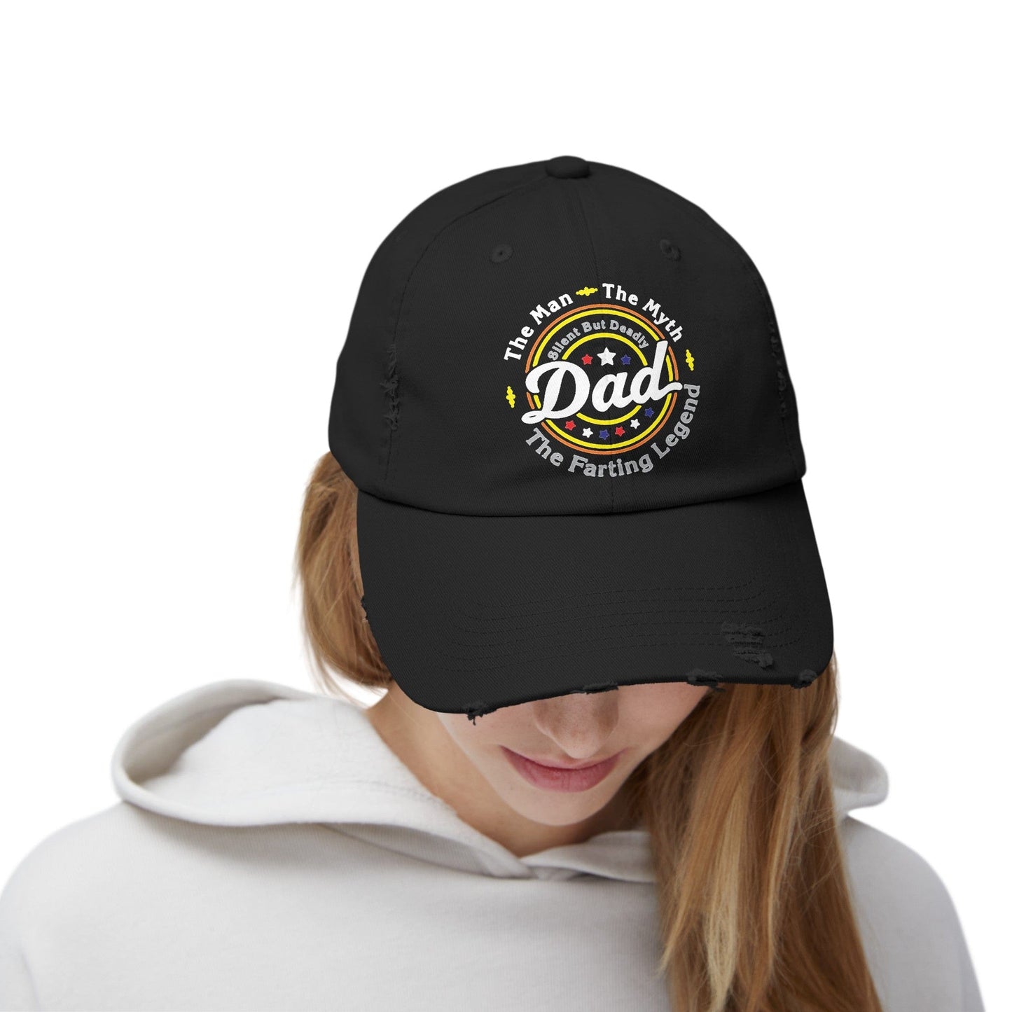 Hats Black / One size DAD, The Farting Legend - Unisex Distressed Cap GiftsByJeff Gifts By Jeff Pittsburgh PA