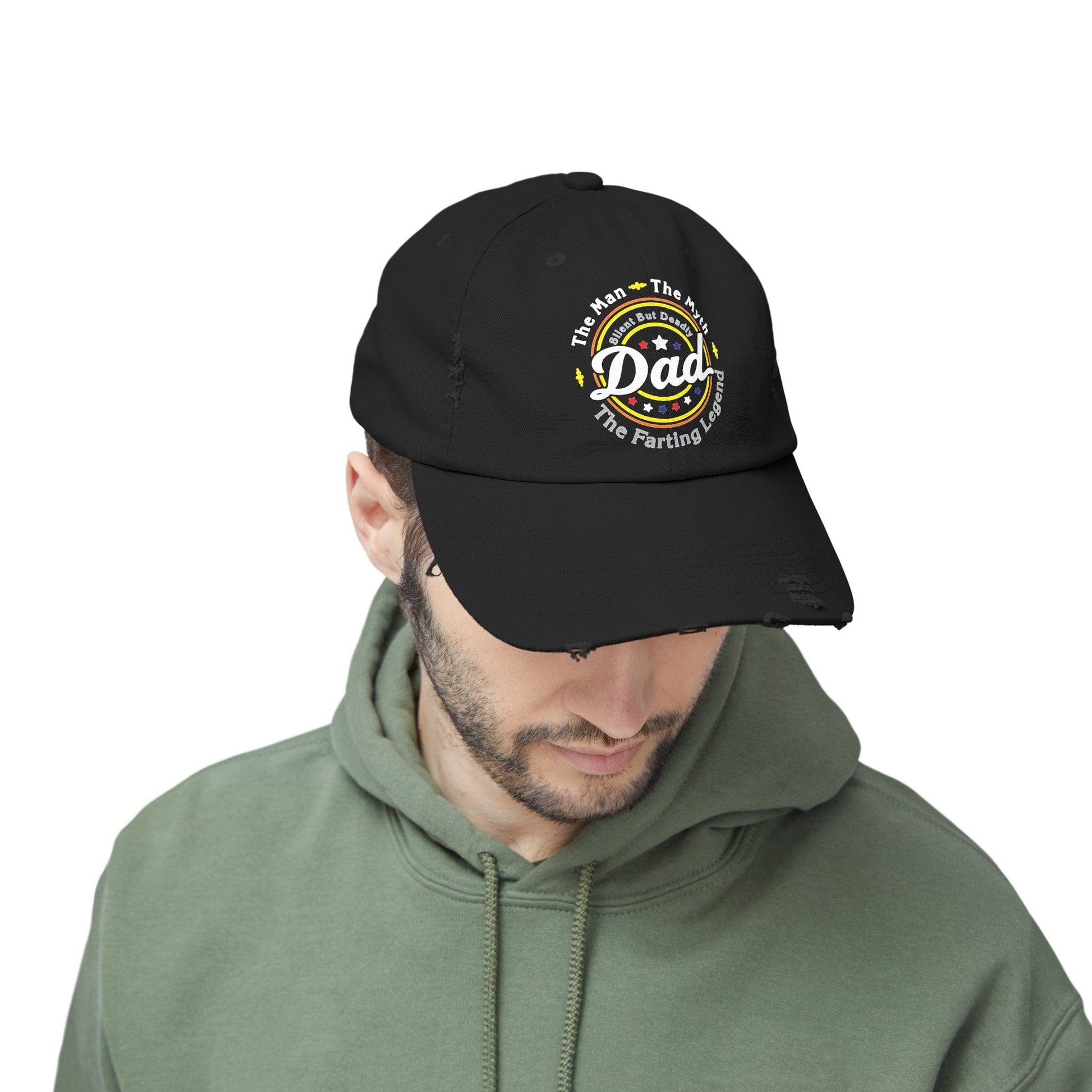 Hats Black / One size DAD, The Farting Legend - Unisex Distressed Cap GiftsByJeff Gifts By Jeff Pittsburgh PA