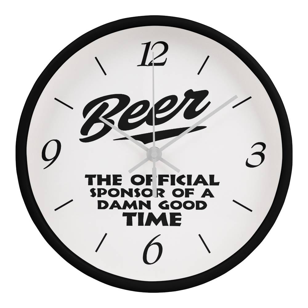 Jewelry Black / White BEER, The Official Sponsor Of A Damn Good Time - 10" Wood Framed Wall Clock GiftsByJeff Gifts By Jeff Pittsburgh PA