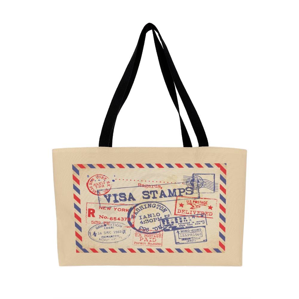 Jewelry Black Woven Strap Visa Stamps, Post Card - Classic Weekender Travel Tote Bag GiftsByJeff Gifts By Jeff Pittsburgh PA