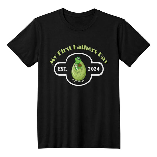 Jewelry Black / XS My First Father's Day - Hatching Green Dinosaur - Est. 2024 - Black Bella + Canvas 3001 Jersey Tee GiftsByJeff Gifts By Jeff Pittsburgh PA