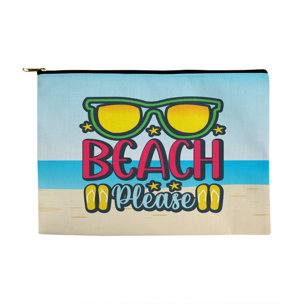 Jewelry Black Zipper Beach Vibes - Beach Please! - Large Fabric Zippered Pouch GiftsByJeff Gifts By Jeff Pittsburgh PA