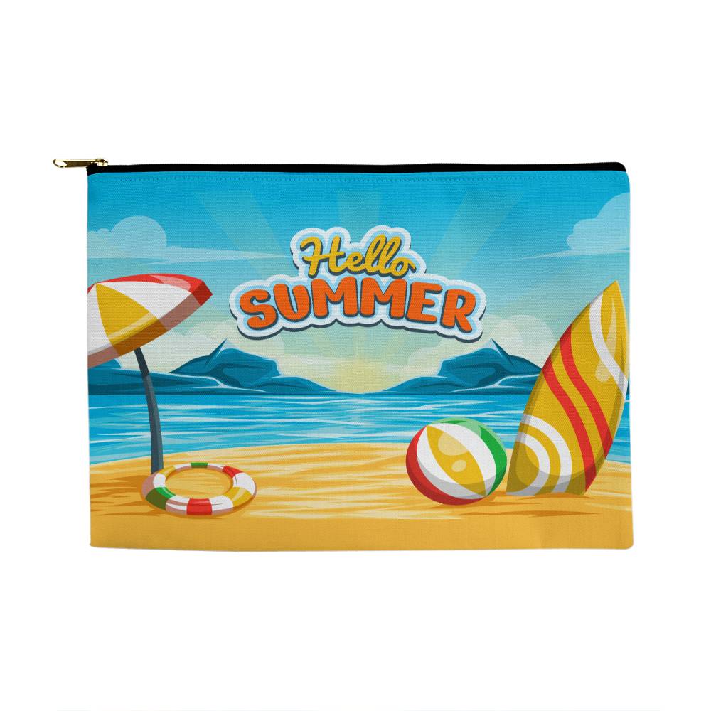 Jewelry Black Zipper Beach Vibes, Hello Summer -Large Fabric Zippered Pouch GiftsByJeff Gifts By Jeff Pittsburgh PA