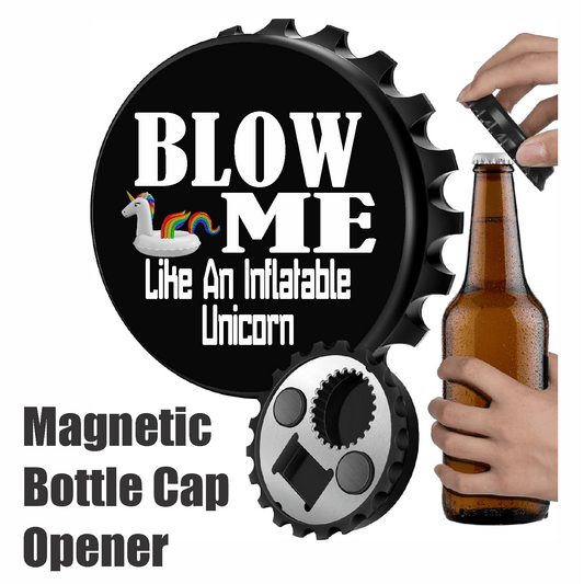 accessories BLOW ME Like An Inflatable Unicorn (2) - Designer Beer Bottle Opener Magnet for Refrigerator, Gifts for Beer Lovers, Black GiftsByJeff Gifts By Jeff Pittsburgh PA