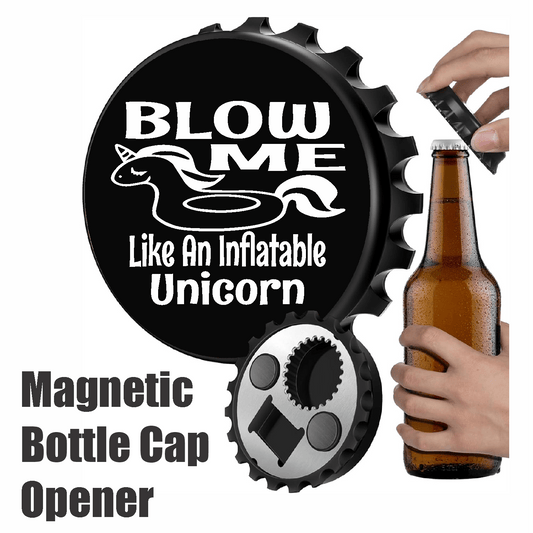 accessories BLOW ME Like An Inflatable Unicorn - Designer Beer Bottle Opener Magnet for Refrigerator, Gifts for Beer Lovers, Black GiftsByJeff Gifts By Jeff Pittsburgh PA