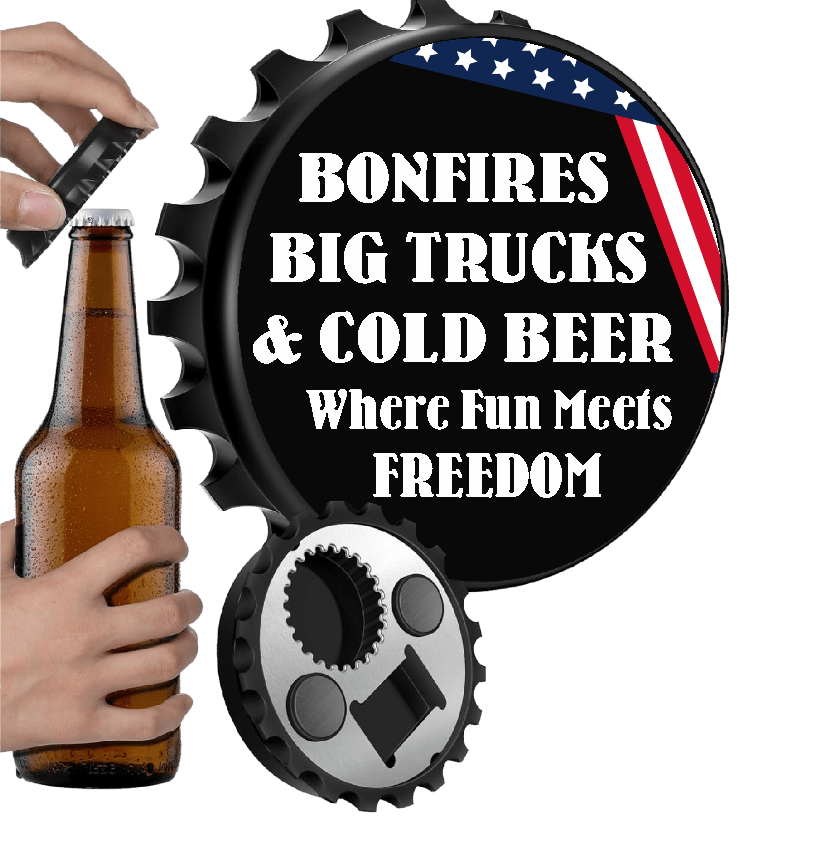 accessories Bonfires, Big Trucks & Cold Beer. Where Fun Meets FREEDOM - 12" x 18" Vintage Metal Sign (Free Bottle Opener) GiftsByJeff Gifts By Jeff Pittsburgh PA