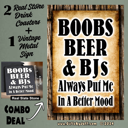 accessories Boobs, Beer & BJs - Always Put Me In A Better Mood - Sign Coaster Combo Boobs, Beer & BJs - Always Put Me In A Better Mood - Sign Coaster Combo GiftsByJeff Gifts By Jeff Pittsburgh PA