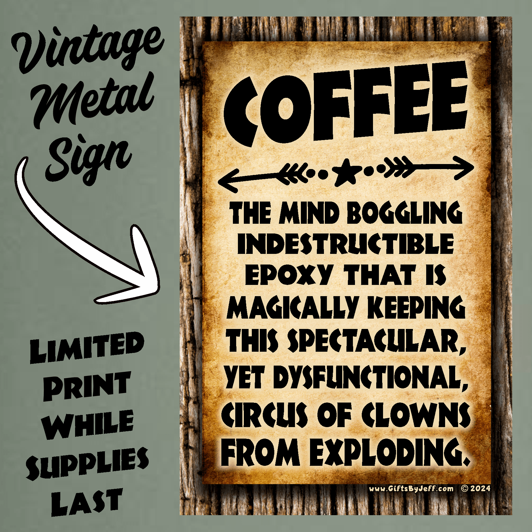 accessories COFFEE, The Glue Holding This Together - Vertical 12" x 18" Vintage Metal Sign GiftsByJeff Gifts By Jeff Pittsburgh PA