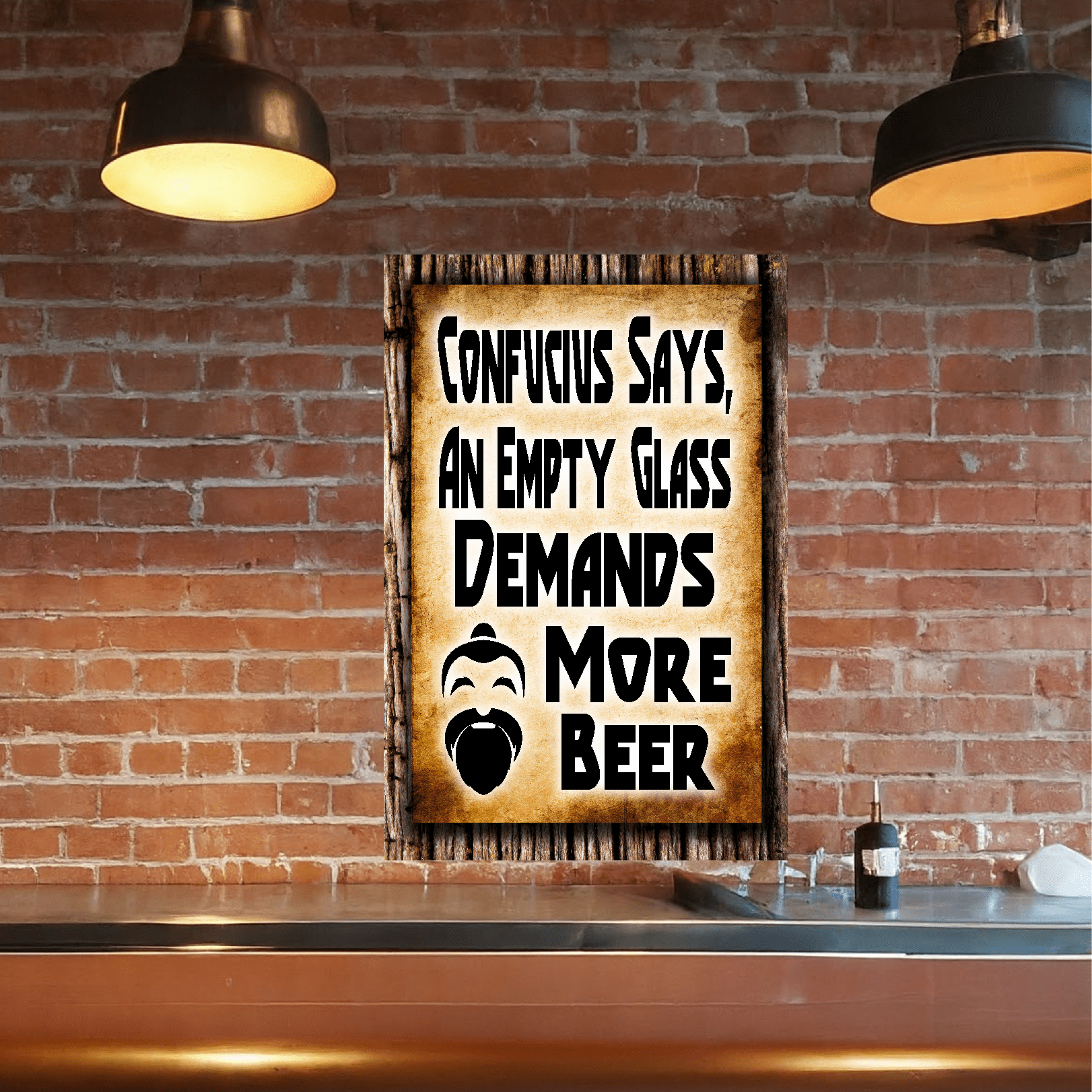 accessories Confucius Says, An Empty Glass Demands More Beer - 12" x 18" Vintage Metal Sign (Free Bottle Opener) GiftsByJeff Gifts By Jeff Pittsburgh PA