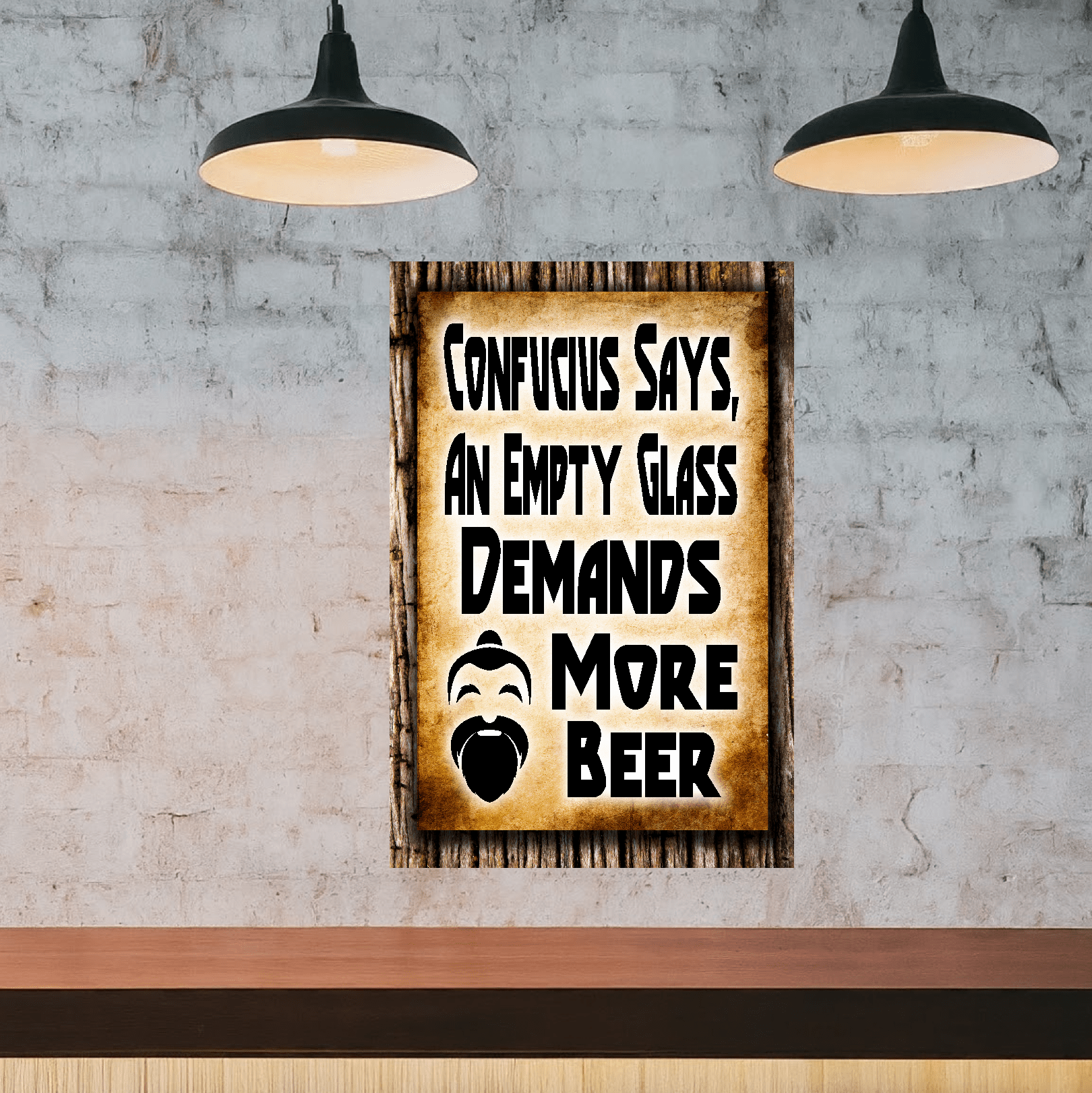 accessories Confucius Says, An Empty Glass Demands More Beer - 12" x 18" Vintage Metal Sign (Free Bottle Opener) GiftsByJeff Gifts By Jeff Pittsburgh PA