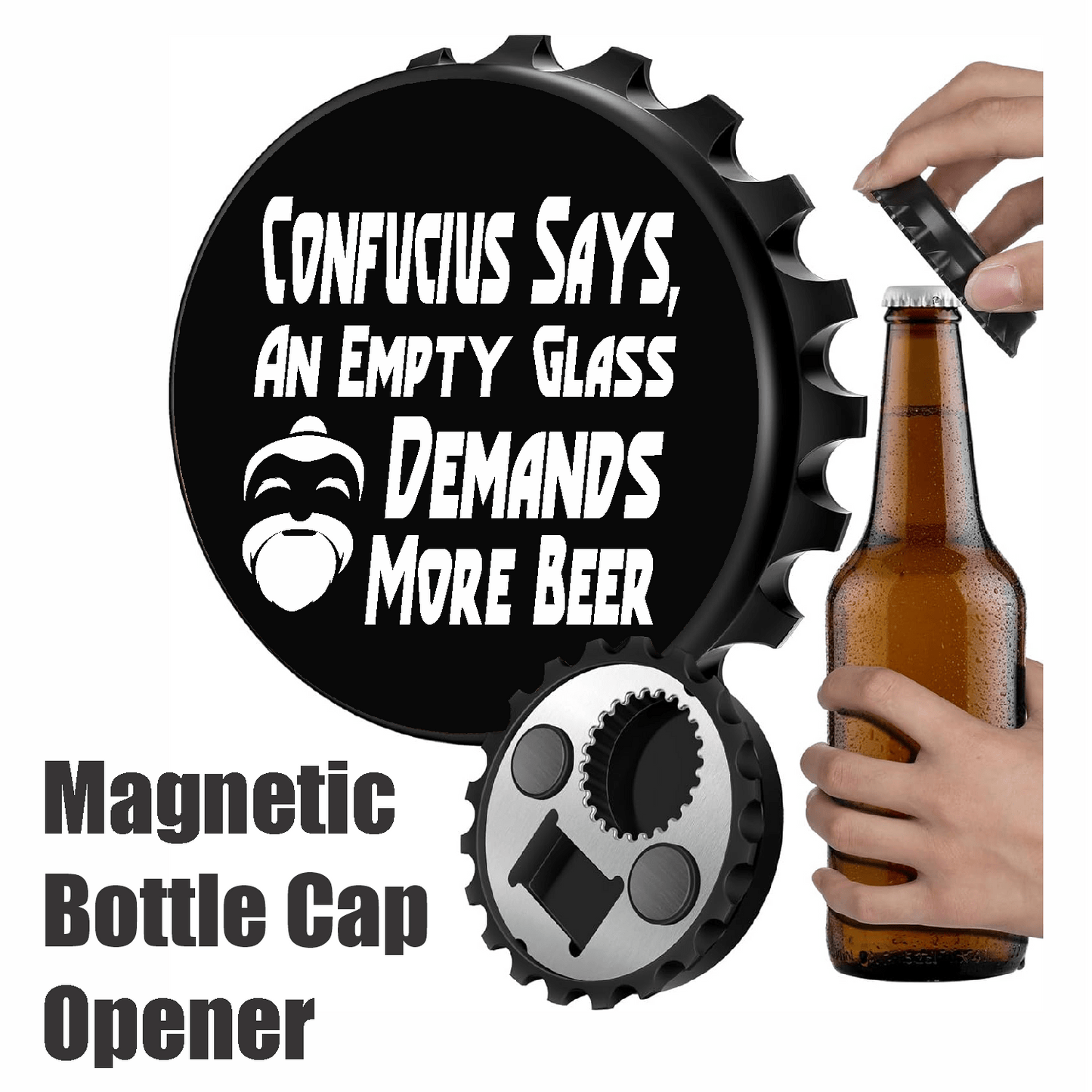 accessories Confucius Says, An Empty Glass Demands More Beer - 12" x 18" Vintage Metal Sign (Free Bottle Opener) GiftsByJeff Gifts By Jeff Pittsburgh PA
