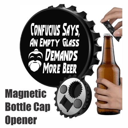 accessories Confucius Says, An Empty Glass Demands More Beer - 12" x 18" Vintage Metal Sign (Free Bottle Opener) GiftsByJeff Gifts By Jeff Pittsburgh PA