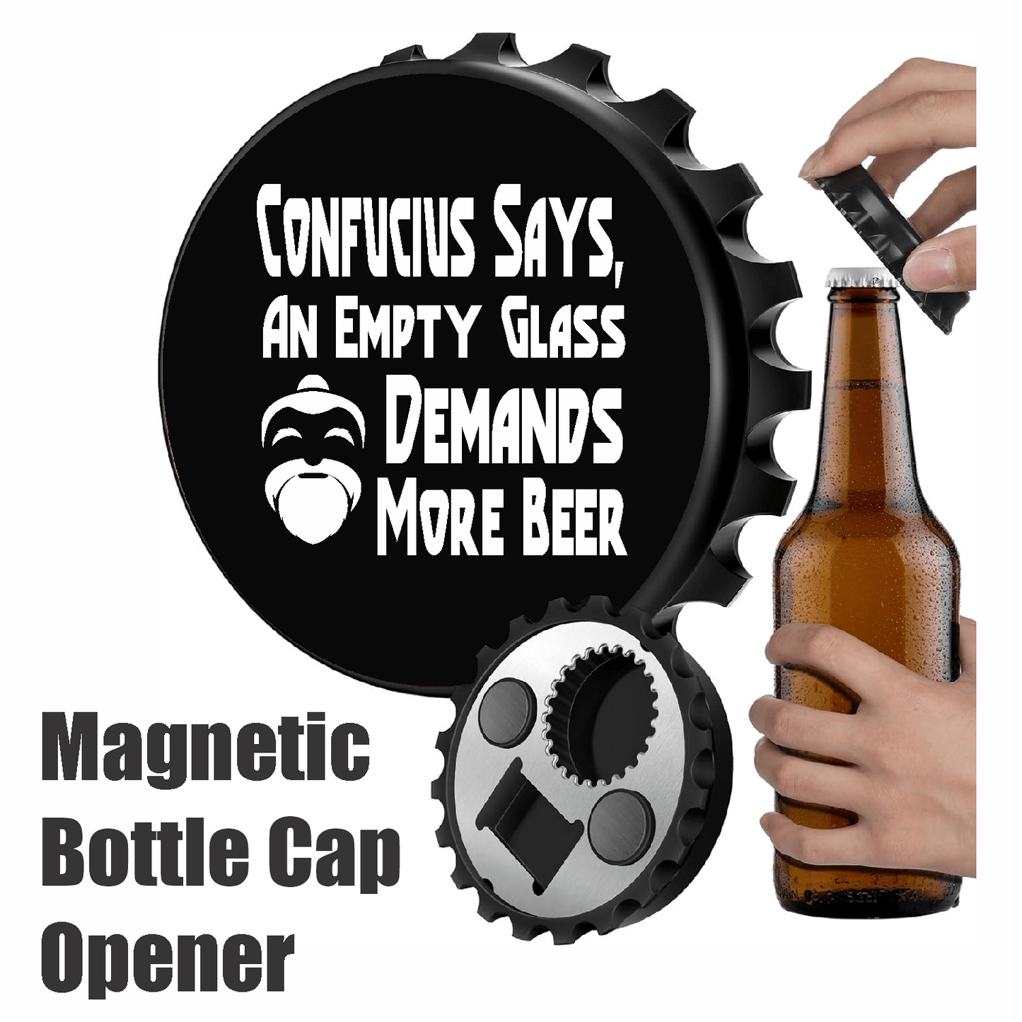 accessories Confucius Says, An Empty Glass Demands More Beer - Designer Beer Bottle Opener Magnet for Refrigerator, Gifts for Beer Lovers, Black GiftsByJeff Gifts By Jeff Pittsburgh PA