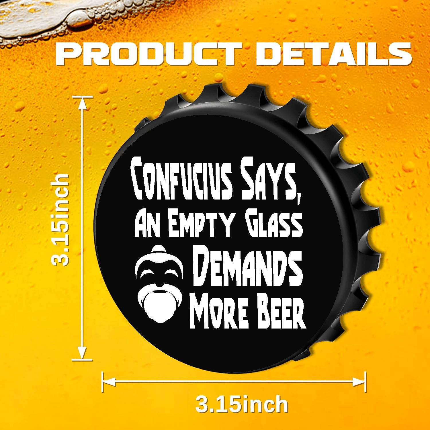 accessories Confucius Says, An Empty Glass Demands More Beer - Designer Beer Bottle Opener Magnet for Refrigerator, Gifts for Beer Lovers, Black GiftsByJeff Gifts By Jeff Pittsburgh PA