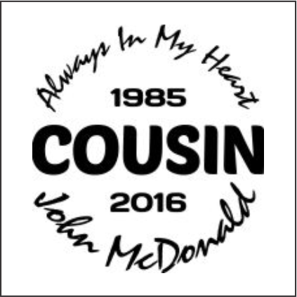 Car Decals Cousin - Celebration Of Life Decal GiftsByJeff Gifts By Jeff Pittsburgh PA