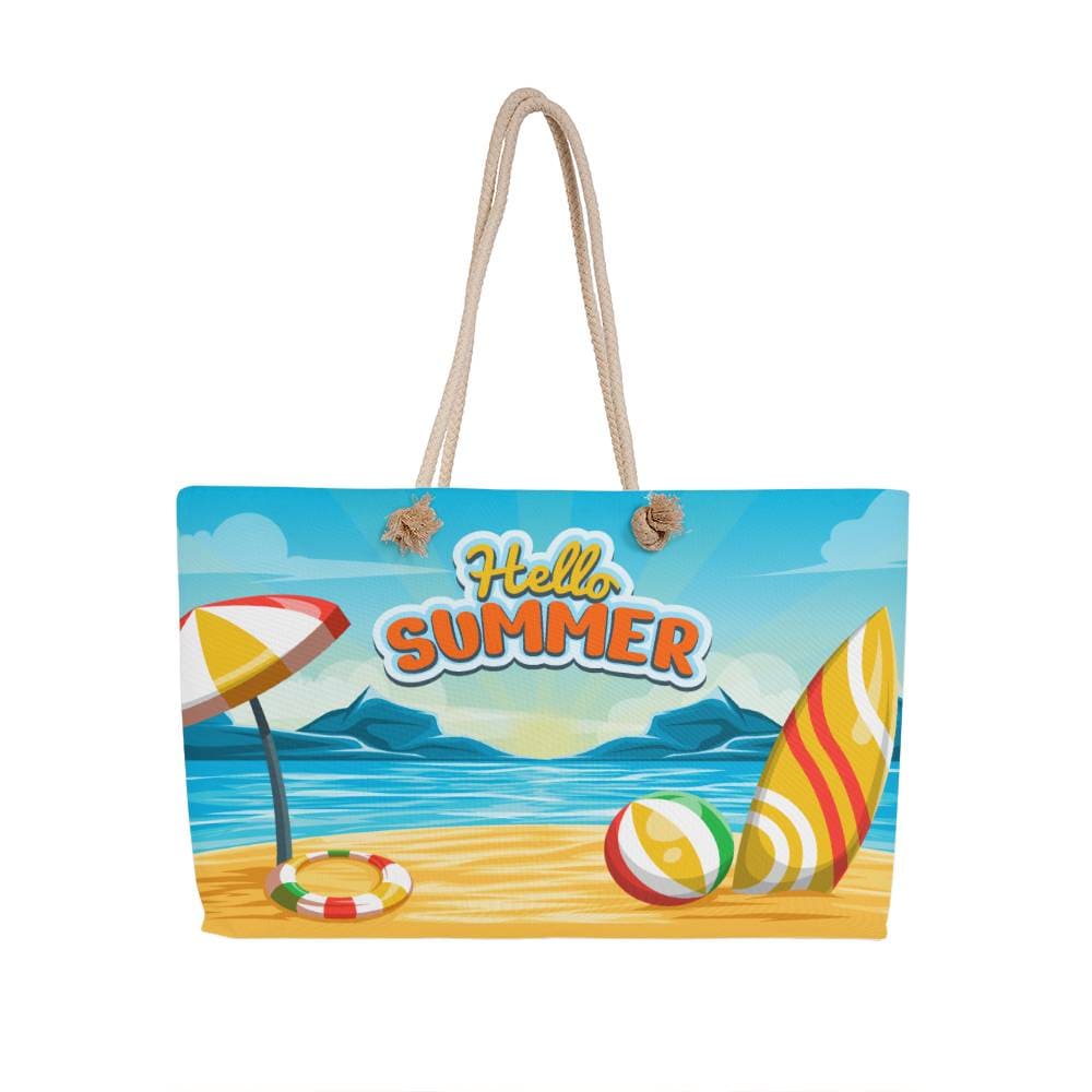 Jewelry Cream-Colored Rope Handle Hello Summer Beach ~ Weekender Tote Bag GiftsByJeff Gifts By Jeff Pittsburgh PA