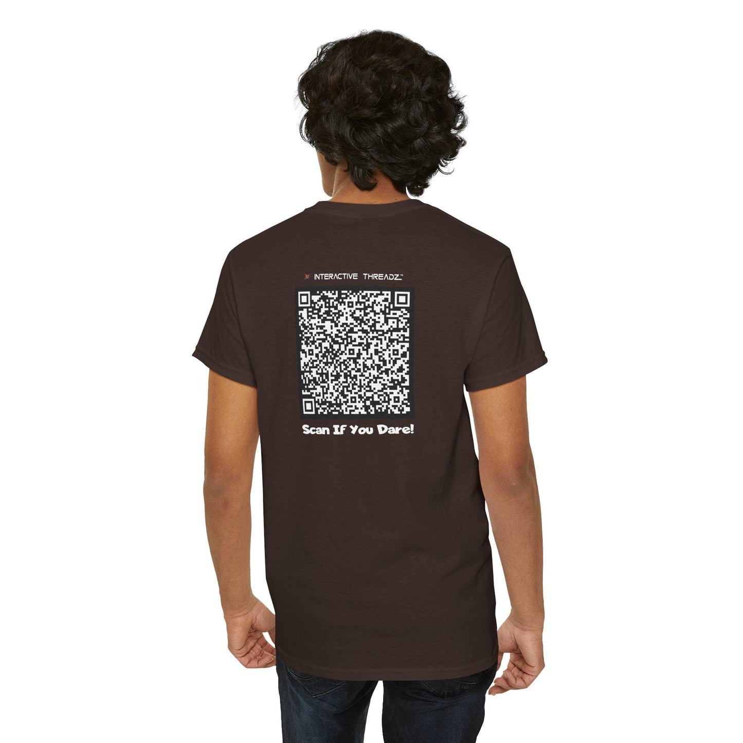 T-Shirt Dark Chocolate / S Bourbon, Beer & Babes, Three Things That Never Fail To Give Me A Headache - QR Code Shirt - Gildan 5000 Unisex T-shirt GiftsByJeff Gifts By Jeff Pittsburgh PA