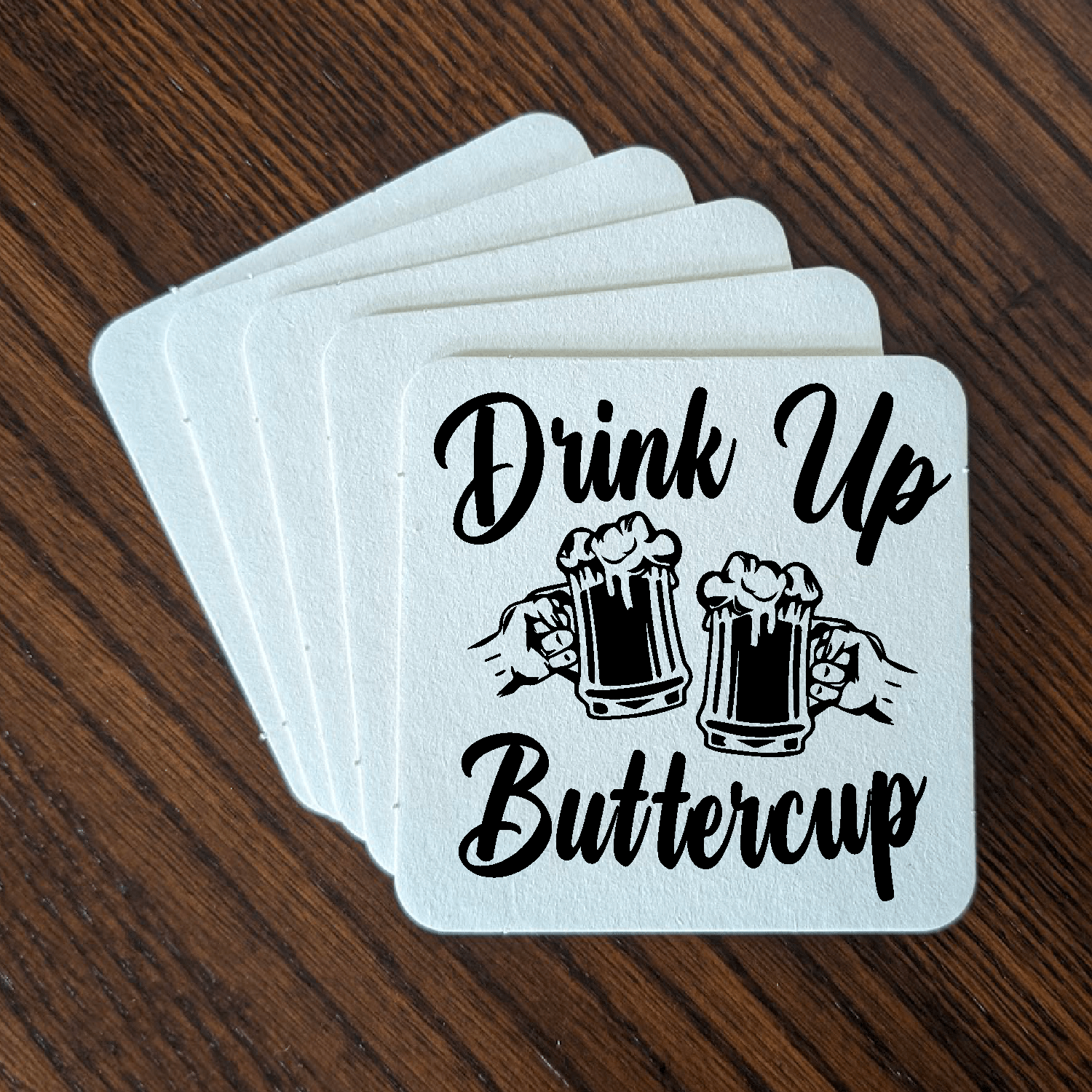 accessories Drink Up Buttercup - Set of 24, 48, or 96 Reusable Cardboard Coasters GiftsByJeff Gifts By Jeff Pittsburgh PA